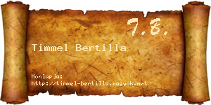Timmel Bertilla névjegykártya